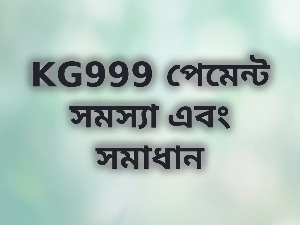 KG999 পেমেন্ট সমস্যা এবং সমাধান